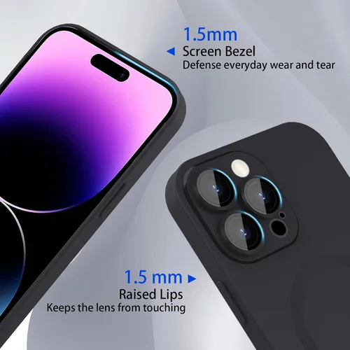 Vista 3 de Funda magnética ankofave para iPhone 14 Pro Max, funda para teléfono para mujeres, diseño mate de lujo suave con lustre metálico y protector
