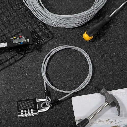 Vista 3 de Paquete de 20 cerraduras de cable, 4.9 pies x 0.118 in de acero de seguridad con doble bucles, cerraduras de equipaje y bicicleta, cuerda de alambre