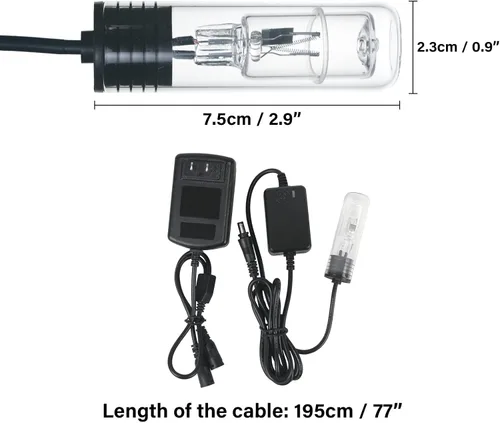 Vista 7 de TARARIUM Lámpara de acuario de 3 W, mini pecera, luz verde limpia, sumergible, uso en área de filtro para estanque de peces de 10 a 45 galones, agua