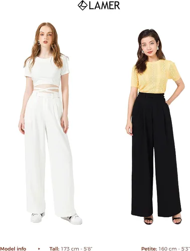 Vista 7 de Vien Tran Pantalones de trabajo de cintura alta de los años 70, estilo palazzo para oficina, casual, negocios, mujeres