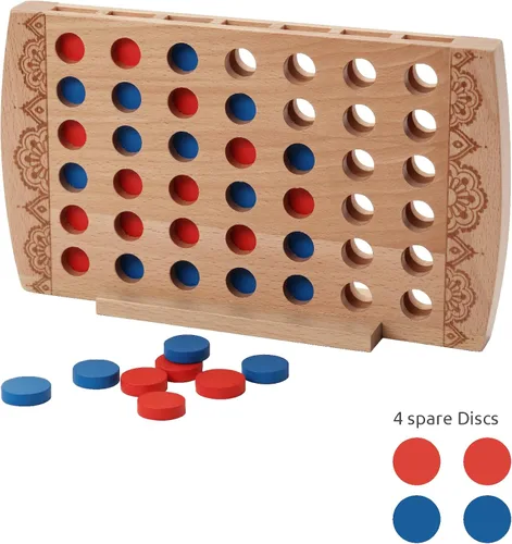 Vista 5 de Juego de madera 4 en una fila, decoración de mesa auxiliar, juego de estrategia clásico, juegos de mesa familiares, juguetes de regalo para niños