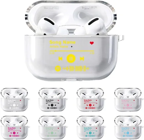 Vista 5 de Funda personalizada para Spotify compatible con AirPods Pro 3/Pro 2/Pro/1/2/3 con llavero, cubierta transparente de canción musical personalizada