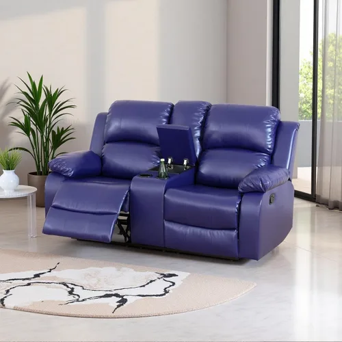 Vista 31 de Juego de sala de Estar reclinable de 3 piezas, juego de sofá reclinable Manual para conjunto de muebles de sala de Estar, con consola de Rojo