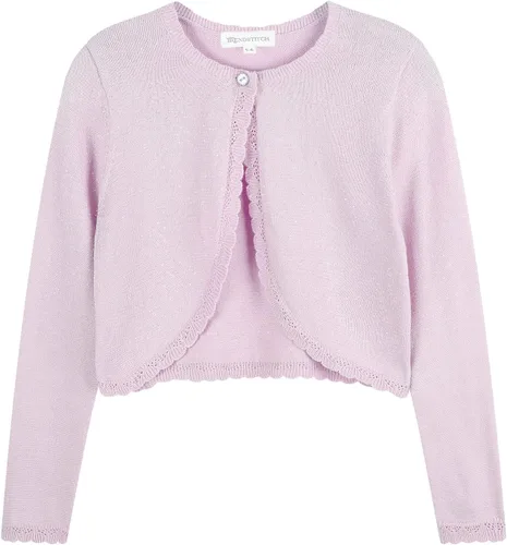Vista 7 de Bolero de manga larga con brillo para niñas, cardigan con cierre de botón, de punto, para niñas de 3 a 12 años Negro