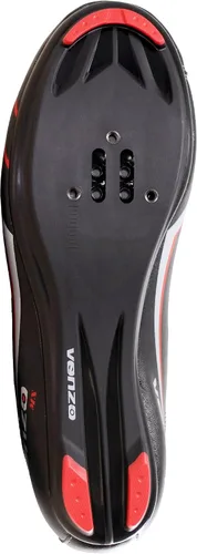 Vista 2 de Venzo Zapatos de ciclismo de carretera para hombre, 3 correas, compatibles con Look Delta y Shimano SPD-SL, perfectos para bicicletas de carreras