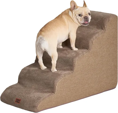 Vista 43 de EHEYCIGA Rampa curvada para escaleras para perros, camas altas de 4