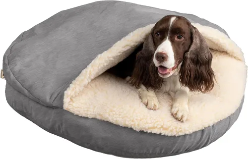 Vista 16 de Snoozer Cama de lujo de microsuede acogedora estilo cueva para mascotas, pequeña, antracita