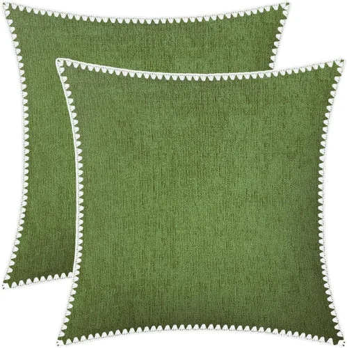 Vista 54 de BRAWARM Fundas de almohada 40x40 cm - Paquete de 2 fundas de almohada de chenilla negra, fundas de almohada de chenilla suave teñida sólida