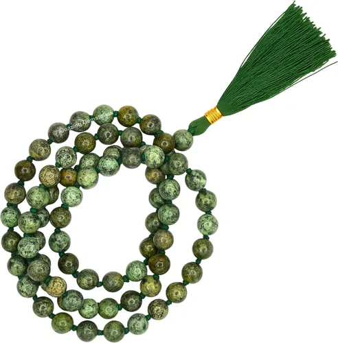 Vista 3 de Collar y Pulsera de Cuentas de Oración Japa Mala de Amazing Gemstone, 108 Cuentas para Meditación turquesa (African Turquoise)