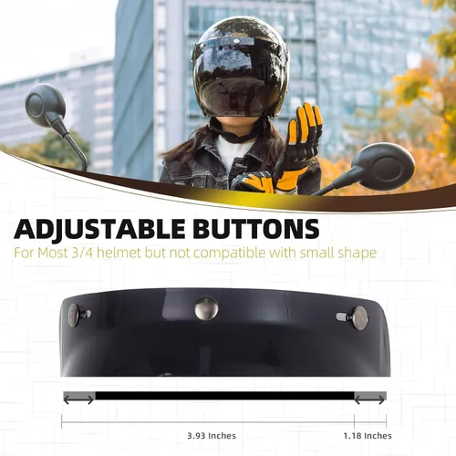 Vista 3 de Soman Viseras de burbuja con 3 broches, protector de cara con burbujas con 3 broches compatible con cascos de motocicleta de 3/4 cara abierta (Oro)