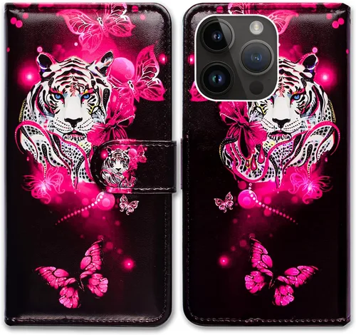 Vista 26 de Bcov Funda para iPhone 15 Pro Max, funda de piel con tapa y soporte para tarjeta y soporte para iPhone 15 Pro Max