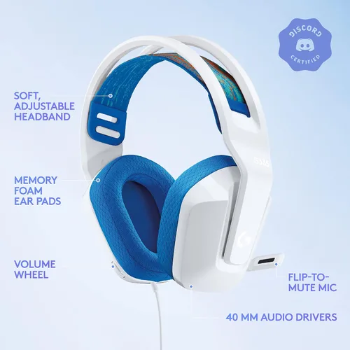 Vista 6 de Logitech G335 - Auriculares con cable para videojuegos, micrófono abatible, conector de audio de 3.5 mm, almohadillas de espuma viscoelástica