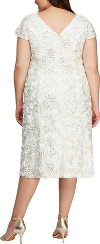 Vista 2 de Alex Evenings Vestido largo de té para mujer con detalle de roseta