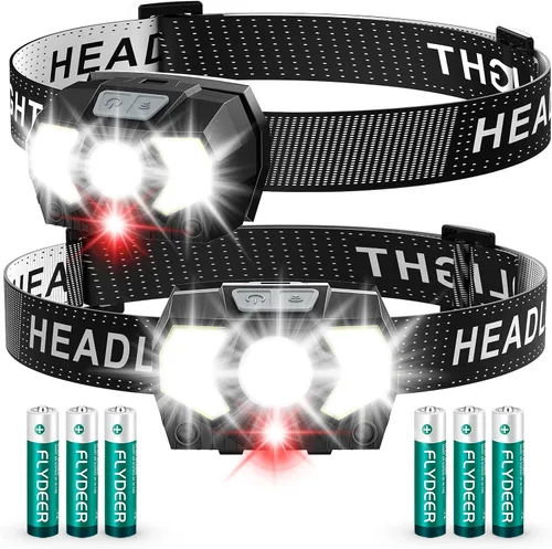 Vista 8 de Linterna frontal LED, lámpara de cabeza de 1500 lúmenes con 7 modos, luces de cabeza para frente con luz roja, luz de cabeza impermeable IPX5