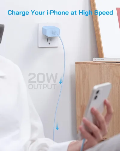 Vista 4 de AISNI Cargador para iPhone de carga rápida, paquete de 4 unidades de 20 W PD USB C con cable de carga rápida de 6 pies certificado MFi para iPhone