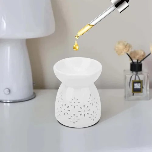 Vista 3 de Quemador de aceite esencial, candelita de cerámica, difusor de incienso, aroma, horno, lámpara de fragancia nocturna, aromaterapia, cera derretida