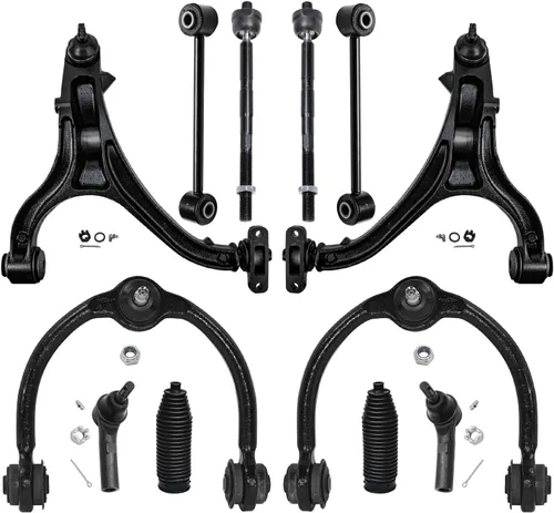 Vista 135 de Detroit Axle – 12 brazos de control superiores e inferiores delanteros con rótulas, barras de unión exteriores e interiores con topes, barras