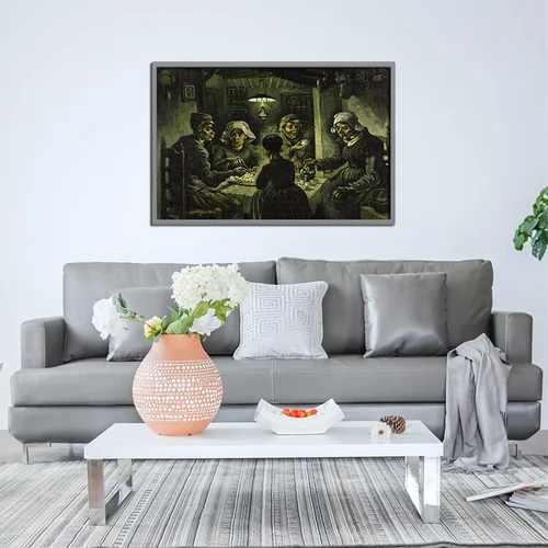 Vista 4 de Rompecabezas de madera para adultos de 1000 piezas en adelante, rompecabezas de Van Gogh pinturas famosas – Los comedores de papas, juguetes de Los