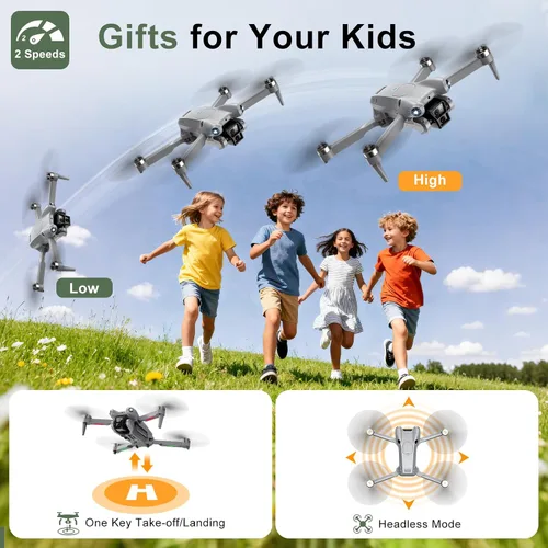 Vista 4 de Drone PRO con cámara para adultos 4K, motores sin escobillas para niños principiantes, 40 minutos de tiempo de vuelo con 2 baterías, FPV