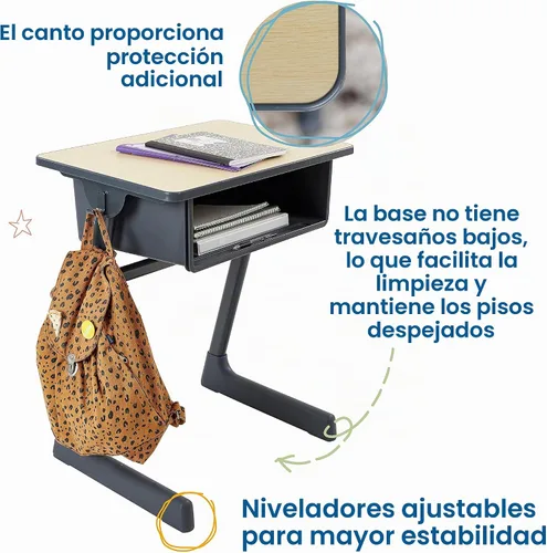 Vista 4 de ECR4Kids Cave - Escritorio para estudiantes con caja de libros de plástico, escritorio escolar para el aula con gran organizador de almacenamiento