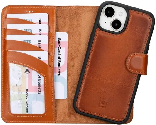 Vista 37 de BOULETTA Magsafe - Funda para iPhone 15 compatible con cuero de grano completo, magnética, desmontable, cartera para teléfono (2 en 1), 4 tarjeteros