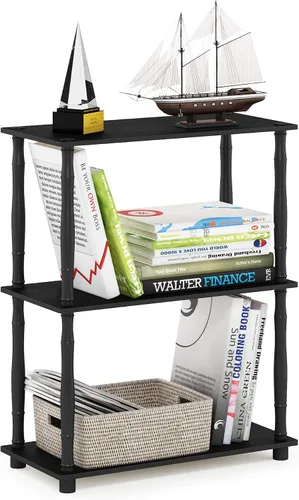 Vista 96 de Furinno Turn-N-Tube - Estantes de almacenamiento, estante para libros de 3 niveles, estante esquinero, estantes abiertos sin herramientas