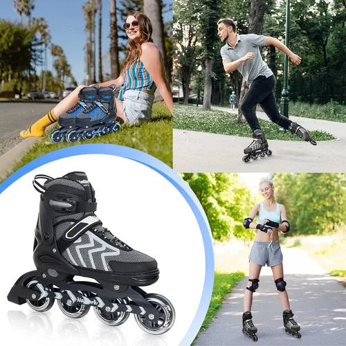 Vista 6 de Patines en línea Nattork ajustables para adultos y adolescentes, patines con cuchillas para interior y exterior para niños, principiantes
