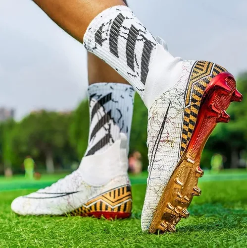 Vista 5 de Tenis de fútbol para interiores y jóvenes, atléticos para exteriores y hombres, unisex, tacos de fútbol profesionales atléticos transpirables