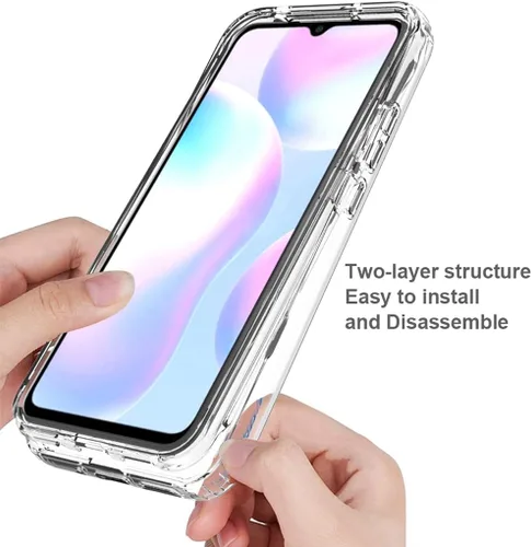 Vista 4 de Funda compatible con Redmi 9A M2006C3LG/Redmi 9i M2006C3LII con protector de pantalla de vidrio templado, cuerpo completo, a prueba de golpes, Claro