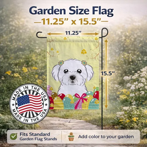 Vista 595 de Caroline's Treasures BB1923GF Bandera decorativa para jardín con diseño de Border Collie, para caza de huevos de Pascua, para jardín, jardín, patio