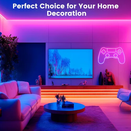 Vista 4 de Cuerda de luces LED de neón de 32.8 pies con aplicación/control remoto, diseño flexible de bricolaje, luces de neón de sincronización de música