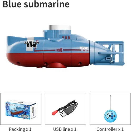 Vista 9 de GoolRC Mini submarino RC, LSRC-SMI barco de control remoto impermeable buceo juguete (azul)