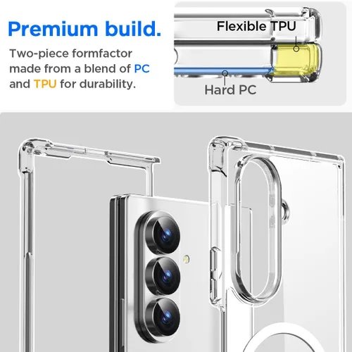 Vista 6 de AICase Funda transparente para Samsung Galaxy Z Fold 7, compatible con MagSafe, transparente, protección a prueba de golpes, resistente al