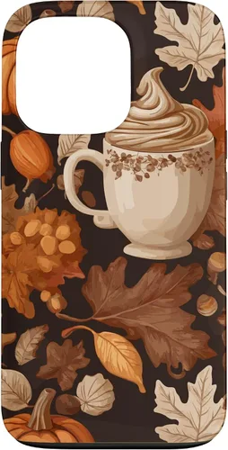 Vista 10 de Warm Autumn Stylish Coffee Cup Design - Fall Leaves Pattern Case for iPhone 17