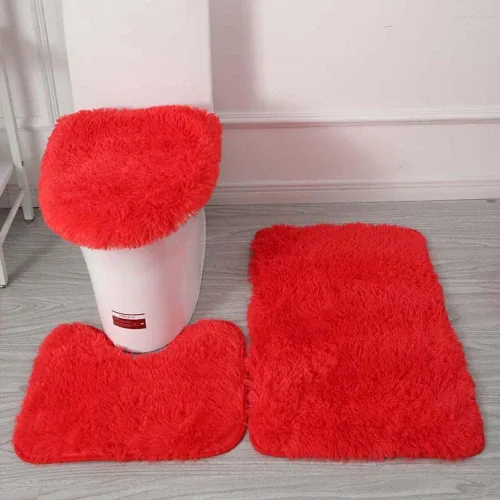 Vista 19 de Juego de 3 tapetes de baño para baño, suaves, antideslizantes, suaves, en forma de U, tapete para inodoro, tapete de baño y tapa de inodoro