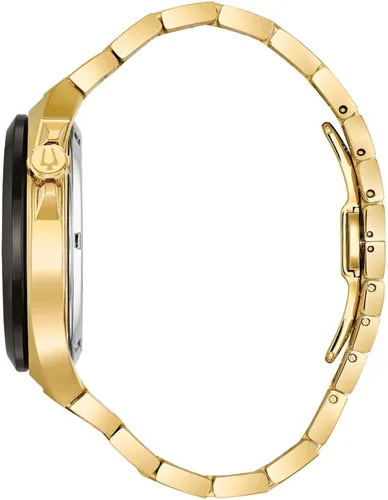 Vista 3 de Bulova Reloj automático analógico para hombre con correa de acero inoxidable 98A178, Oro, Pulsera