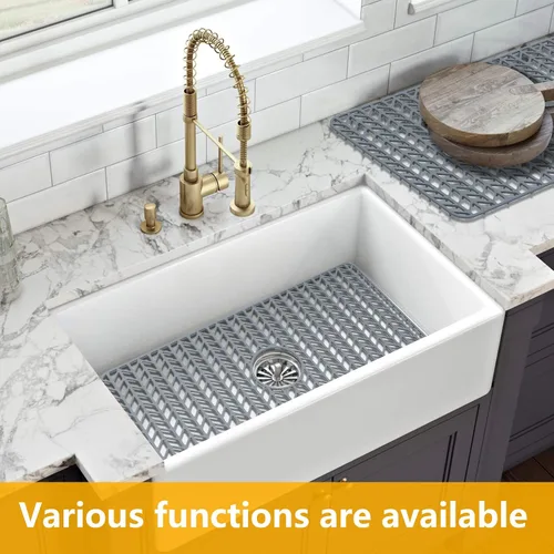 Vista 63 de Protectores de fregadero de cocina de 12 x 11 y 13 x 11 pulgadas, protectores de silicona para fregadero de cocina para la parte inferior del Gris