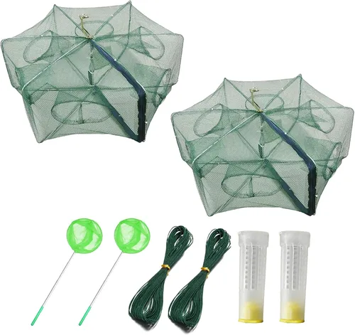 Vista 8 de ZffXH 1/2 PCS trampa de cebo de pesca plegable para peces pececillos cangrejo