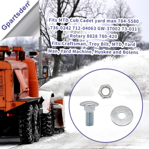 Vista 3 de 6PK 710-0451 712-04063 Kit de tuercas y arandelas para zapata deslizante MTD Cub Cadet Yardman 784-5580 736-0242 712-04063 GW-37002 soplador de nieve