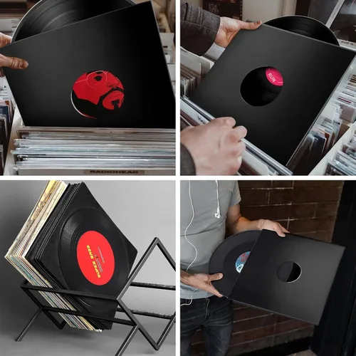 Vista 7 de 10 fundas de disco de vinilo de 12 pulgadas, 350 GSM, chaquetas de álbum en blanco, chaqueta de cartón con agujero exterior, cubiertas de álbum LP