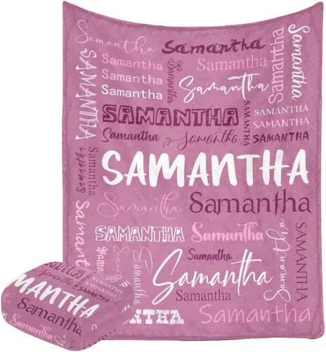 Vista 7 de Manta personalizada con nombre con fuente diferente y colorida para niños, mujeres y hombres, divertida decoración personalizada para el hogar, cama