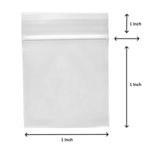 Vista 2 de Bolsas transparentes herméticas de polietileno resellables de 1 x 1 pulgadas, caja de 1 000