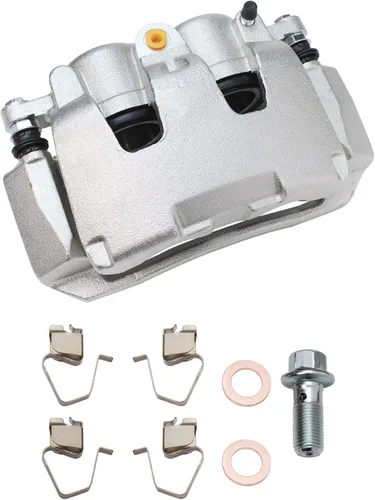Vista 5 de Detroit Axle - Rotores de disco delantero + pinza de freno lateral del pasajero de repuesto para Mitsubishi Raider Dodge Dakota 2005-2008 - Juego