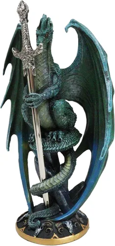 Vista 14 de Ebros Necromancy Litche Blade Ruth Thompson - Estatua de dragón con hoja abrecartas de dragón de 10 pulgadas de alto, colección de la serie