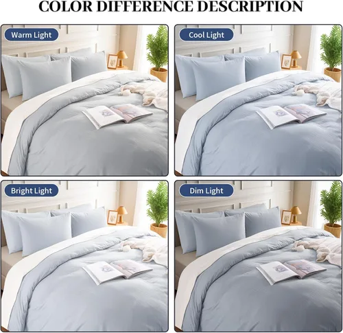 Vista 348 de NEXHOME PRO Funda de edredón Twin XL 100% algodón lavado, transpirable, duradera, texturizada, similar al lino, juego de ropa de cama para el hogar
