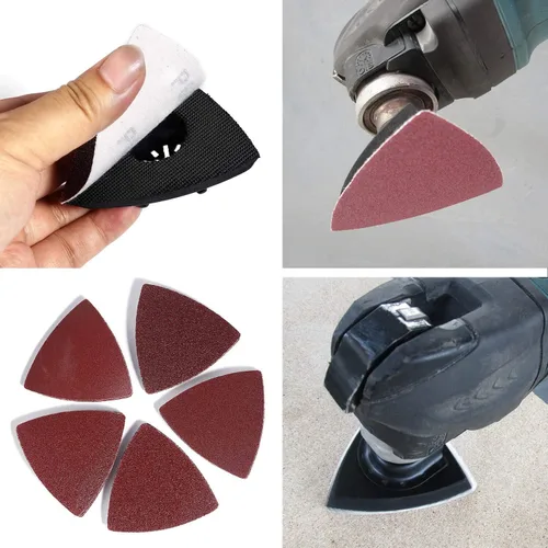 Vista 5 de Almohadillas de lijado multiherramienta oscilante triangular, 60 piezas de papel de lija oscilante de 3-1/8 pulgadas para almohadillas de lijado