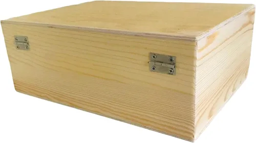 Vista 4 de Oojami Paquete de 2 cajas de almacenamiento de madera sin terminar con asa Ideal para almacenamiento Decora y personaliza