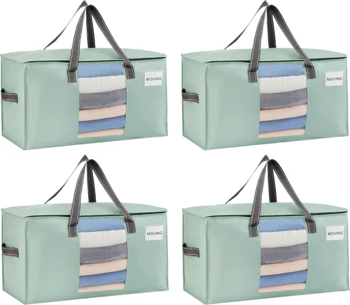 Vista 29 de VENO Paquete de 4 bolsas de mudanza resistentes, bolsas de almacenamiento de ropa y edredón con ventana transparente, suministros de embalaje