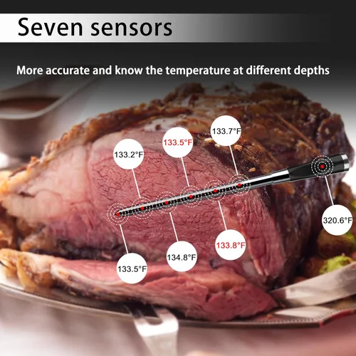 Vista 3 de Termómetro inalámbrico WiFi Bluetooth para carne, rango ilimitado, 7 sensores de precisión certificados NIST con monitoreo remoto de temperatura
