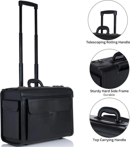 Vista 12 de Maletín con ruedas Alpine Swiss para ordenador portátil de 17 pulgadas, portafolio para abogado de tamaño legal, Negro talla única